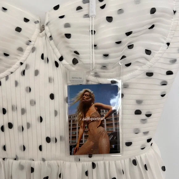 Self-Portrait BNWT white polka-dot dress. Size 0. - Picture 3 of 7